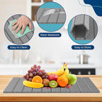 Stone Drying Mat for Kitchen Counter W/ Tote Bag, Large Stone Dish Drying Mat Foldable, Absorbent Diatomaceous Quick Dry Stone Mat Kitchen Dishes Bottles Cups Bathroom Any Countertop 23" x 15.3"