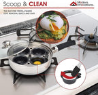 Modern Innovations Egg Poacher Pan for Perfect Poached Eggs, Nonstick Cups Poached Egg Maker Pan, Stainless Steel Easy Egg Cooker, Poaching Eggs Benedict Maker, Silicone Spatula