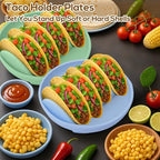 Silicone Taco Holder Plates Set of 3 - Reusable Taco Stand Plates with 4-Shell Slots, Oven/Microwave/Dishwasher Safe, Non-Slip Base for Tortillas Party Serving, Family Dinner & Meal Prep Accessories