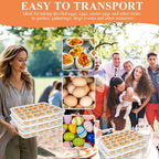 3 Pcs 90 Slots Deviled Egg Containers with Lids, Plastic Deviled Egg Platter, Stackable Egg Carrier, Reusable Deviled Egg Holders with Piping Tool Set for Thanksgiving Easter Party Picnic