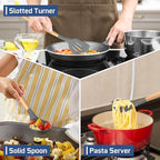 TeamFar Kitchen Utensils Set of 6, Silicone Cooking Utensils with Wooden Handles, Non-stick Cookware Tools for Cooking/Serving/Turning/Mixing, Healthy & Heat-Proof, Dark Gray