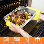 Herogo 10.5" x 8" x 2" Deep Baking Pan Set of 2, Stainless Steel Rectangle Sheet Cake Pan for Lasagna Brownies Casseroles Cakes, Dishwasher Safe & Durable