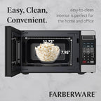 Farberware 0.7 Cu. Ft, Compact Microwave Oven, 700-Watt, with Auto Cook Menus, Child Lock, Stainless