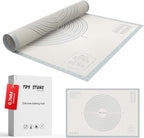 36 * 24 inches white grey, Non-Slip Silicone Baking Sheets - Baking Mat with 0.7mm Thickness - Non-Stick Pastry & Cookie Mat for Kitchen Counter for Rolling Out Dough with Measurements.