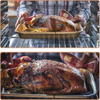 SuperMa 3 Pack Deep Baking Pans Set Nonstick Rectangular Cookie Sheets 9 11 13 Inch Baking Sheets for Baking Bread, Toaster Bakeware Gold