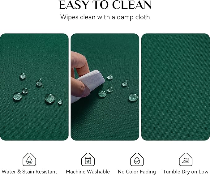 Softalker Rectangle Tablecloth, Waterproof & Stain Resistant Table Cloths Wrinkle Free Fabric Washable 210GSM Polyester Table Cover for Spring/Party/Wedding - 90 x 132 inch,Green