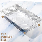 PLASTICPRO 25 Pack Aluminum Pans 13'' X 21" Disposable Pans with Covers Heavy Duty 20 lb Foil Pans for Baking and Cooking