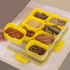 Divided Snack Serving Tray with Lid and Handle Travel Snackle Charcuterie Container Portable Storage Organizer for Candy, Fruits, Nuts, Snacks, Party, Picnic (1pack, Yellow)