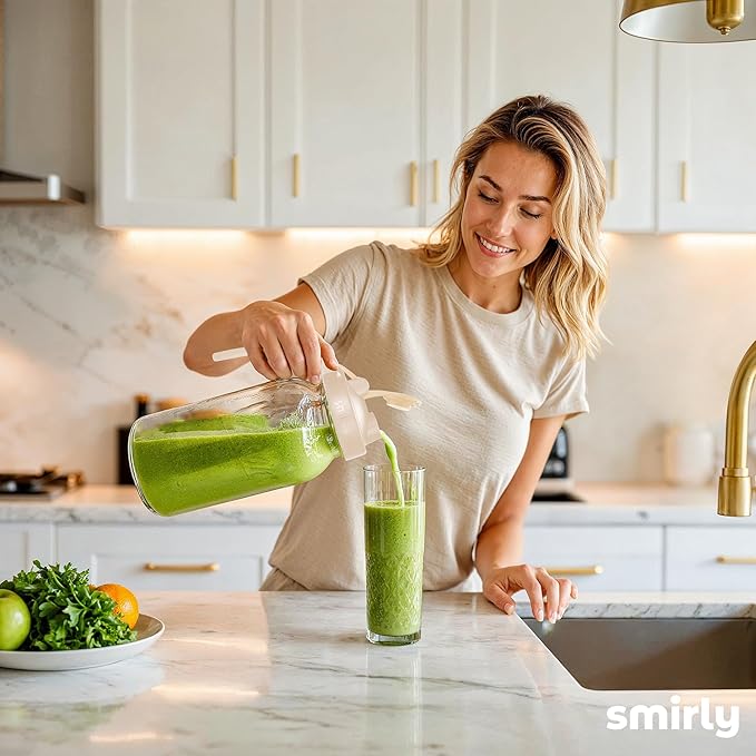 SMIRLY 64 oz Mason Jar Pitcher,Glass Pitcher with Wide Mouth,Water Jug with Double Leak Proof Lid for Iced Coffee,Hot Water,Breast Milk