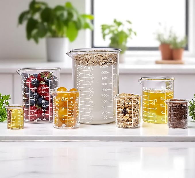 Ackers Etching Scale Measuring Glass V-Shaped Spout Made of High Borosilicate Glass Measuring for Kitchen or Restaurant, Easy to Read,30ML (1 Oz) 丨(2 Pack)