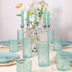 Glassware set of 4, Vintage Drinking Glasses, 10oz Heavy Duty Glass Cups, Colored Glassware Set, Embossed Glasses Set for Party Wedding Home Office Glassesware Gift