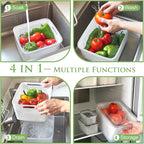 Large Fruit Containers for Fridge, Airtight Food Storage Containers with Removable Colander, Dishwasher and Microwave Safe, Berry Produce Container Keep Fruits, Vegetables, Meat Fresh Longer, 6 Pcs