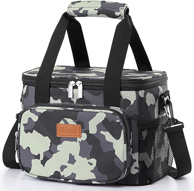 Lifewit Medium Lunch Bag Insulated Lunch Box Soft Cooler Cooling Tote for Adult Men Women, Camouflage 12-Can (9L)