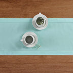 Solino Home Cotton Linen Table Runner 90 Inches Long - Hemstitch Pastel Turquoise Dining Table Runner 14 x 90 Inch for Summer