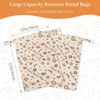 KONGDY 2 Packs Reusable Beeswax Bread Bags, Cotton Homemade Sourdough Bread Bags, Perfect Bag for Home-Baked, 12x17 inch