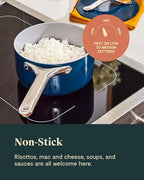 Caraway Nonstick Ceramic Sauce Pans with Lids (3 qt & 1.75 qt) - Non Toxic, PTFE & PFOA Free - Oven Safe & Compatible with All Stovetops (Gas, Electric & Induction) - Cream