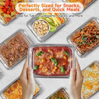 Aluminum Pans with Clear Lids - 50 Pack 2.25LB Capacity Disposable Pans with Plastic Dome Lids, 8.5”x6” Heavy Duty Tin Foil Pans for Cake Baking, Cooking, Heating, Storing, Prepping Food