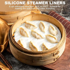 uxcell 15pcs Silicone Steamer Liners, 6.3" Bamboo Steamer Liner Non-Stick Silicone Air Fryer Steamer Liners for Buns Dumplings Pastry Baking White