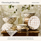 MACKENZIE-CHILDS Enamel Everyday Bowl, Serving Bowl for Entertaining, Small, Brown-and-White Mocha Check