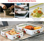 ACMLIFE Ceramic Casserole Dish for Oven, Floral Baking Dishes for Oven Lasagna Pan, Large Baking Dish with Handles, Durable and Oven Safe Pan, for Roasting and Baking, Gift Packaging 2 Pcs Set(13"x8"+10.3"x6.3") (Beauty)