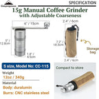 CAMPINGMOON Manual Coffee Grinder Coffee Mill Camping Stainless Steel Portable Small CC-115