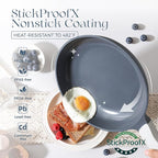 PRICUSIS Ceramic Pots and Pans Set Nonstick, 21Pcs Nontoxic Induction Cookware Set, 100% Dishwasher Safe, Stay Cool Handle, Fully Coated, PTFE PFOA & PFAS Free (Blueberry Gray）