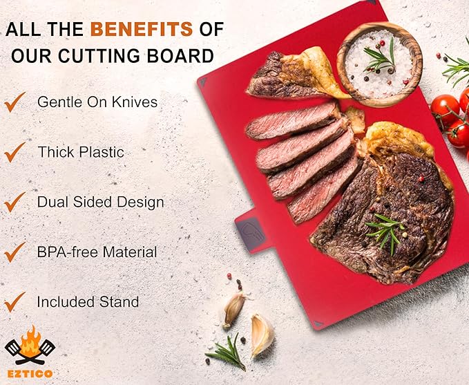 4-Piece Non-Toxic Cutting Board Set with Premium Scissors – BPA-Free Plastic and Rubber Chopping Boards for Kitchen Essentials with Organizer, Dishwasher Safe Accessories Holder.