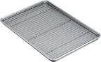 Amazon Basics Ceramic Nonstick Baking Sheet & Cooling Rack Set, Non-Toxic, Half Sheet Size - 1 Pack, Gray