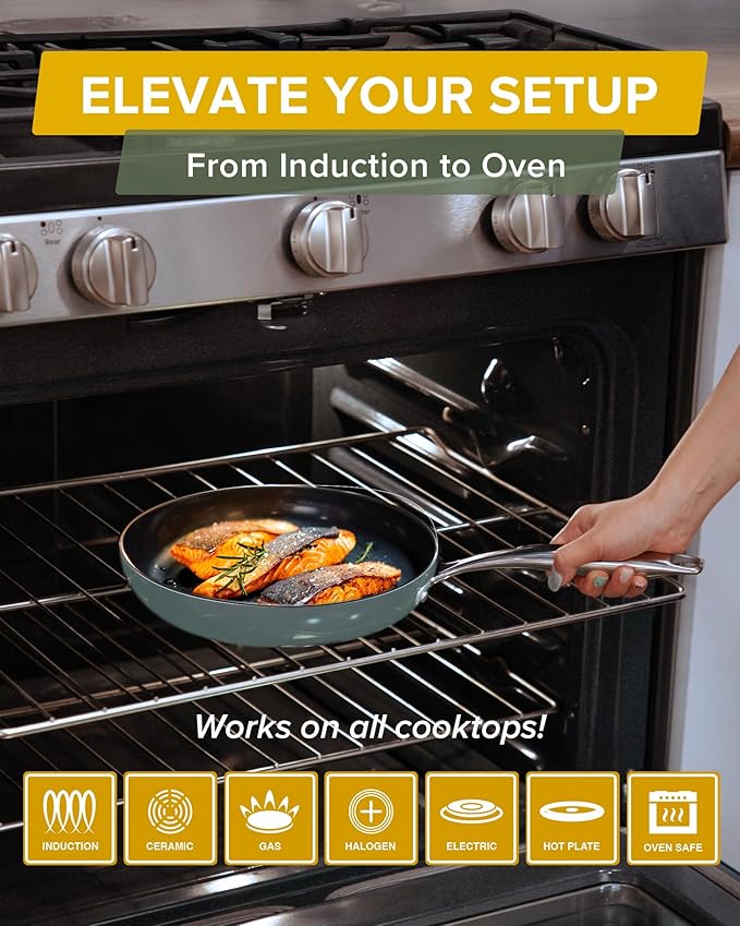 Nuwave Lux 13-Piece Premium Cookware Collection, Healthy G10 Duralon Blue Ceramic Nonstick, Ultra Durable, PFAS-Free, Lightweight & Works on All Cooktops