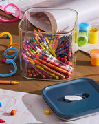 Caraway 2.5qt Glass Airtight Food Storage Container with Lid – Non-Toxic, BPA-Free Kitchen Storage Container – Stackable, Space-Saving Airtight Container for Dry Goods and More - Navy