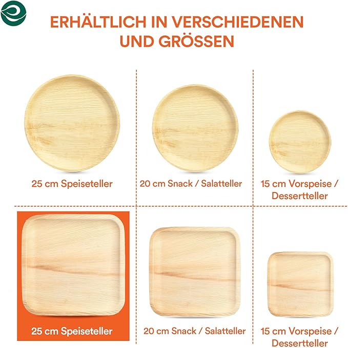 ECO SOUL Compostable 10 Inch Palm Leaf Square Plates (100 Count) Like Bamboo Plates | Biodegradable | Eco-Friendly, Microwave & Oven Safe