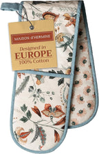Maison d' Hermine Double Oven Mitts 100% Cotton 7"x35" Double Oven Mitt Heat Resistant BBQ Cooking Gloves with Loop, Baking, Grilling, Home, Kitchen, Handling Hot Pans (Dalida)