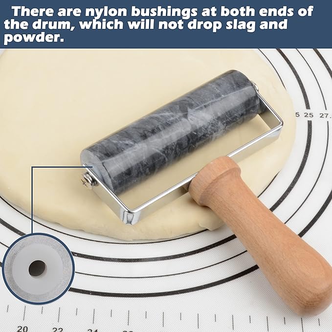 Tianman Rolling Pin Pizza Roller, Marble Roller Non-Stick T-Type, For Cake Baking Tortilla Fudge Pizza Cookies and Other Kitchen Baking Cooking (Type 1 Black).