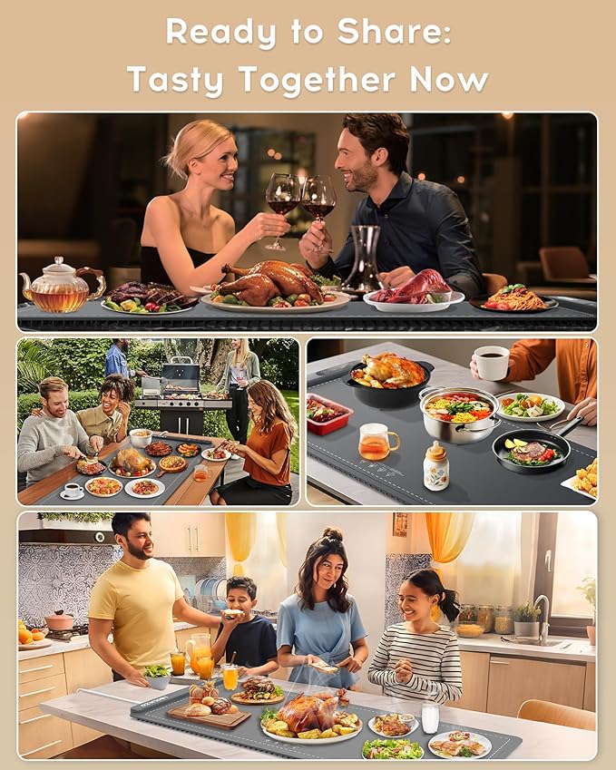 Warming Mat For Food Extra Large 36"x16" 580W Food Warmer Chafing Dishes for Buffet,Food Warming Mat,Food Warmers for Parties Buffet,Portable Heating Pad 6 Level Temp 6 Hour Timer