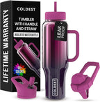 Coldest Tumbler with Handle and Straw - 100% Spill Proof Tumbler with Straw (3 Lids) - Stainless Steel Insulated Leakproof Tumblers for Women & Men - Cup Holder Friendly - 46 oz (Forbidden Nova)