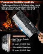 XINZUO 7.3 Inch Vegetable Cleaver Knife,10Cr15Comov Steel Core Forged Damascus Steel,Sharp Slicing Knife For Home Kitchen And Restaurant,Ergonomic White Oak + Red G10 Gasket Handle