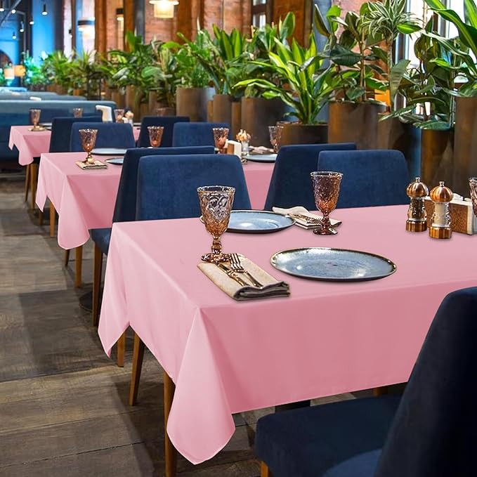 sancua 6 Pack Pink Tablecloth 60 x 102 Inch, Rectangle Table Cloth for 6 Feet Tables - Stain and Wrinkle Resistant Washable Polyester Table Cover for Dining Tables, Buffet Parties and Camping