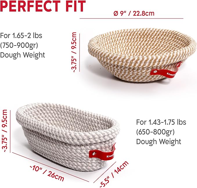 Sourdough Starter Kit – 34oz Starter Jar, 2 Cotton Rope Banneton Proofing Baskets, Magnetic Bread Lame for Scoring – Gift for Bakers & Complete Sourdough Bread Baking Set