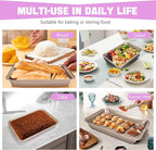 Rectangular Cake Pan with Lid, 9 x 13 Inch Baking Pan With Lid and Handle, Nonstick Bakeware Bake & Roast & Cook Carrier Pan, Champagne