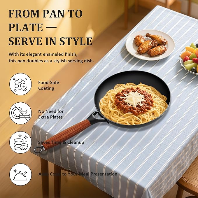 YUTANN Nonstick Frying Pan, 8 inch Enameled Cast Iron Pan Kitchen Healthy Egg Fry Pan Omelette with Detachable Handle, Lightweight Pre-seasoned Cast Iron Skillet, Dishwasher & Oven Safe