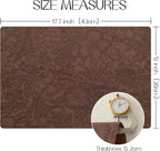 Romanstile Vinyl Placemats Set of 4-12 X 18 Inch - Heat Resistant Non-Slip Embossed Floral Place Mats 100% Waterproof Oilproof Wipeable Faux Leather Table Mats for Kitchen/Dining/Party, Brown
