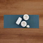 Solino Home Peacock Blue Table Runner 48 Inches - 100% Pure Linen Short Table Runner 14 x 48 Inch Ideal for Dresser and Coffee Tables - Summer - Fete