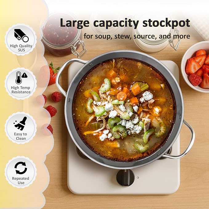 Stainless Steel Canning Pot with Rack & Lid, 21.5 QT Water Bath Canner for Canning, Complete Canning Supplies Starter Kit with Tools, Funnel, Jar Lifter, Tongs for Beginners and Home Use