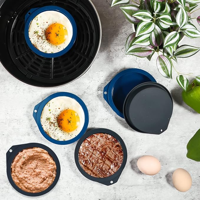 Webake 4 inch Silicone Air Fryer Egg Mold for Baking, Nonstick Microwave Egg Molds Mini Pancake, Muffin Top Pan, BPA Free Set of 6