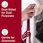All-Clad Dual-Purpose Kitchen Towels: Highly Absorbent - 100% Cotton, 17"x30" Dish Towels for Cleaning & Drying Dishes & Glassware, 3-Pack, Chili