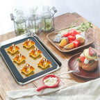 Baking Sheet with Silicone Mat Set of 4, Stainless Steel Cookie Sheet Baking Pan Tray with Silicone Mat, Non Toxic & Heavy Duty & Easy Clean - Size of 12 inch