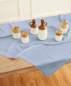 Solino Home Square Linen Tablecloth 52 x 52 Inch - 100% Pure Linen Sky Blue Table Throw - Classic Hemstitch, Machine Washable Table Cloth for Summer