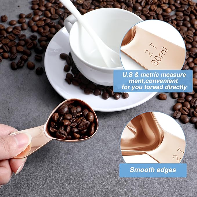 1 Pcs Coffee Scoop, 2 Tablespoon Measuring Spoon for Ground Coffee, Durable Stainless Steel, Easy to Use and Clean(Rose Gold）, Send Goods from Local Warehouse