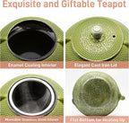 Cast Iron Teapot Tea Kettle with Stainless Steel Infuser for Stovetop Safe Coated with Enameled Interior Japanese Green Tetsubin for Loose Tea(30.4oz/900ml)