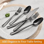 20-Piece Black Silverware Set, Heavy Duty Stainless Steel Flatware Cutlery Set Service for 4, Food-Grade Utensil Sets for Home Restaurant, Dishwasher Safe